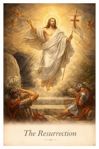 The Resurrection — Jesus rises from the dead, conquering sin and death.